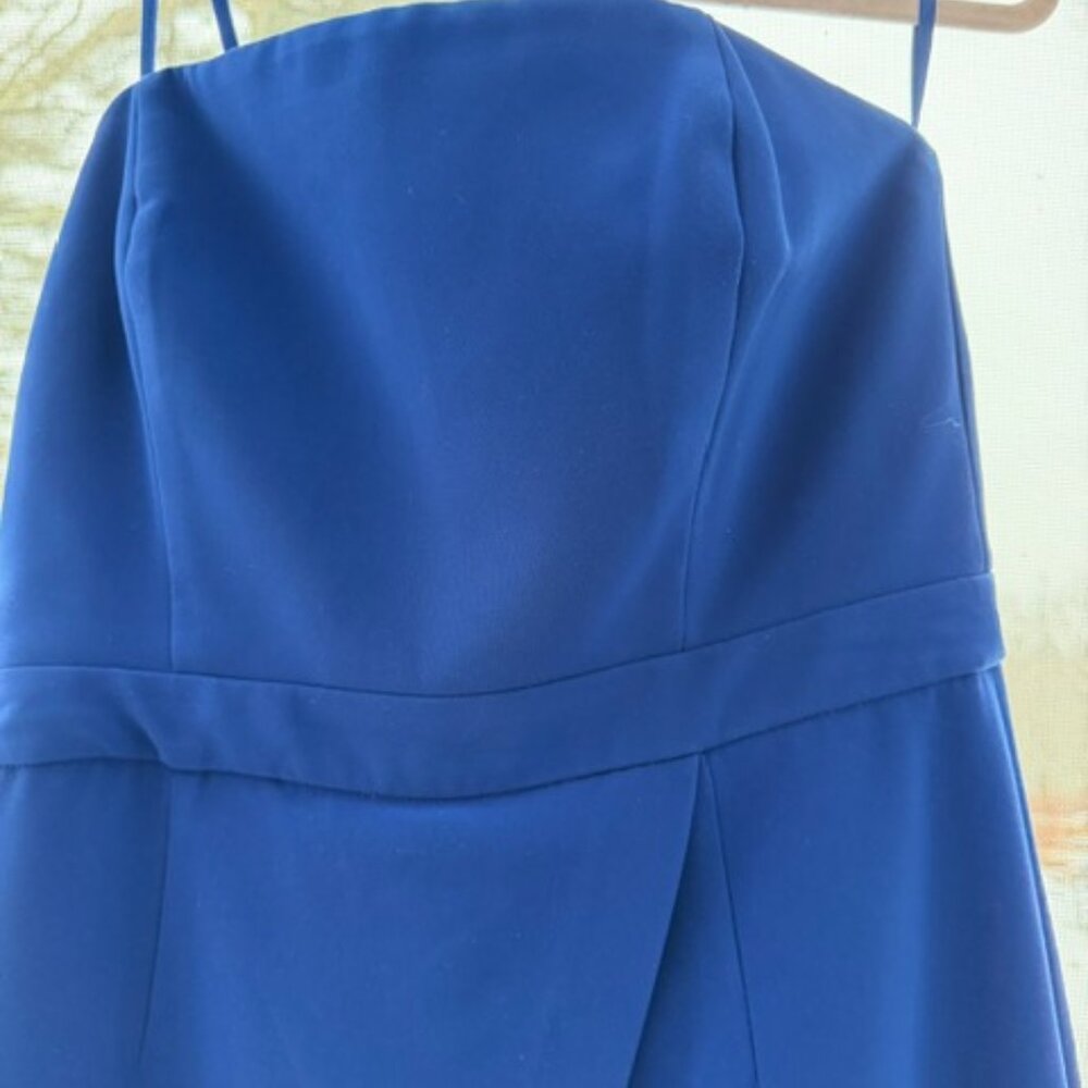 WHBM royal blue one-piece pant set, strapless or with spaghetti straps